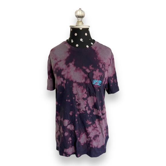 Old Navy Womens Tee Size S Soft Washed Purple Tie Dye Wave Pocket Shirt - Picture 1 of 7